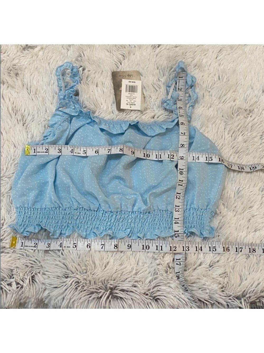 Lily Rose by Kohl’s Aqua Polka Dot Ruffle Smocked Tank Top XL - Picture 11 of 11